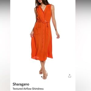 Sharagano Vibrant Orange Midi Dress Size 8 NWT